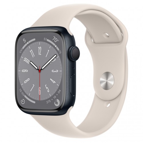 Apple Watch Series 8 LTE 45 мм (алюминиевый корпус, полуночный/звездный свет, спортивный силиконовый ремешок)