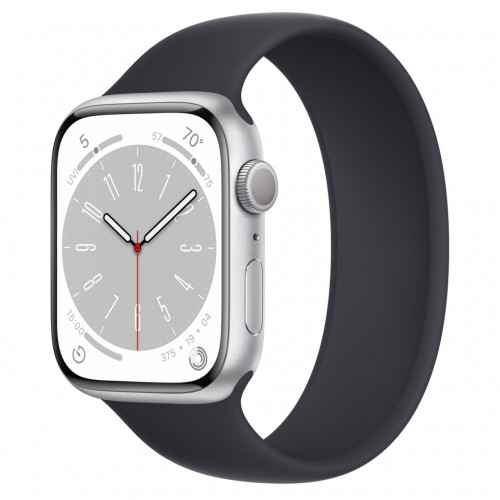 Apple Watch Series 8 LTE 45 мм (алюминиевый корпус, серебристый/темно-серый, силиконовый ремешок) фото 1