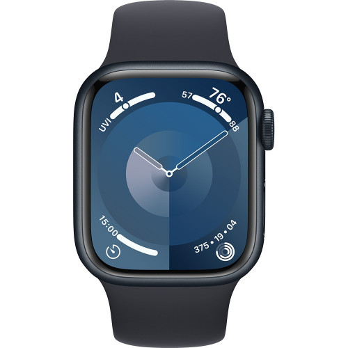 Apple Watch Series 9 41 мм (алюминиевый корпус, полуночный/полуночный, спортивный силиконовый ремешок S/M) фото 2