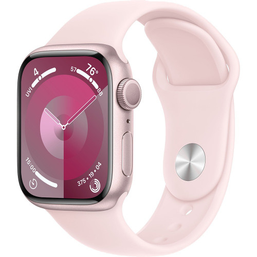 Apple Watch Series 9 41 мм (алюминиевый корпус, розовый/розовый, спортивный силиконовый ремешок M/L) фото 1