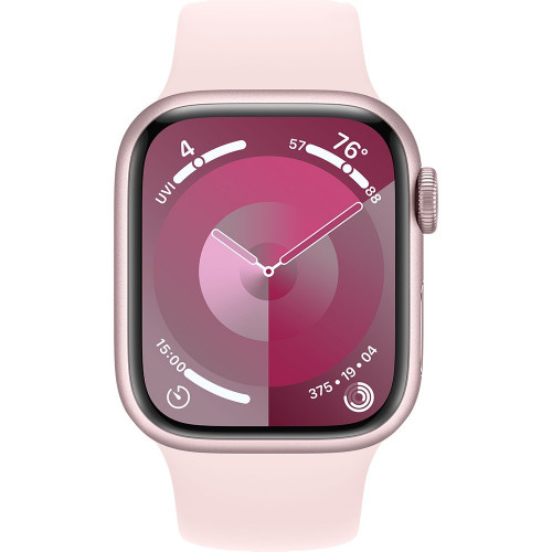 Apple Watch Series 9 41 мм (алюминиевый корпус, розовый/розовый, спортивный силиконовый ремешок M/L) фото 2