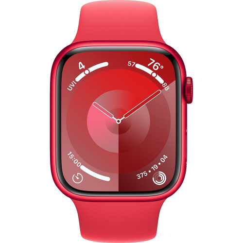 Apple Watch Series 9 45 мм (алюминиевый корпус, красный/красный, спортивный силиконовый ремешок M/L) фото 2
