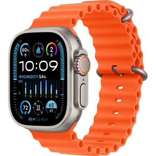 Apple Watch Ultra 2 LTE 49 мм (титановый корпус, титановый/оранжевый, ремешок из эластомера)