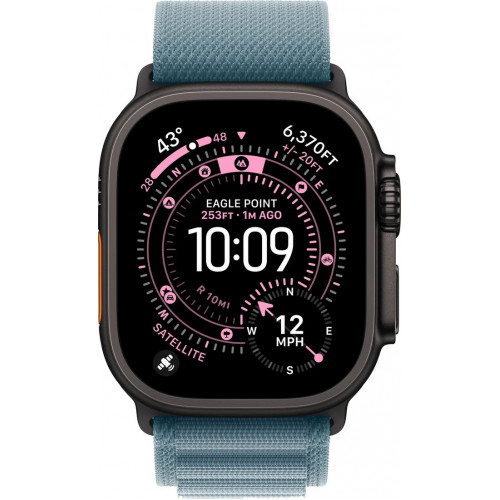 Apple Watch Ultra 3 LTE 49 мм (титановый корпус, черный/голубой, текстильный ремешок) фото 2