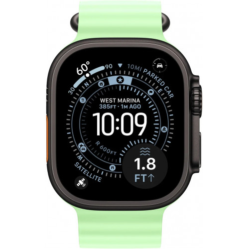 Apple Watch Ultra 3 LTE 49 мм (титановый корпус, черный/салатовый, ремешок из эластомера) фото 2
