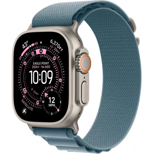 Apple Watch Ultra 3 LTE 49 мм (титановый корпус, природный/голубой, текстильный ремешок)