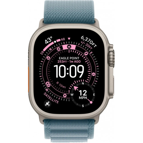 Apple Watch Ultra 3 LTE 49 мм (титановый корпус, природный/голубой, текстильный ремешок) фото 2