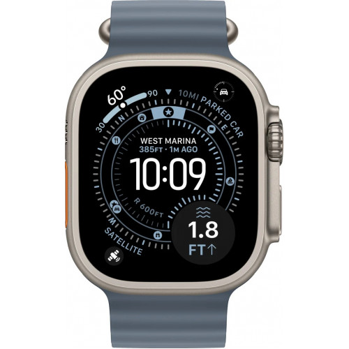 Apple Watch Ultra 3 LTE 49 мм (титановый корпус, природный/синий, ремешок из эластомера) фото 2