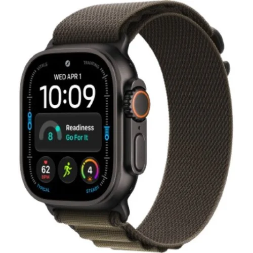Apple Watch Ultra 4 LTE 49 мм (титановый корпус, черный/темно-зеленый, текстильный ремешок размера M) фото 1