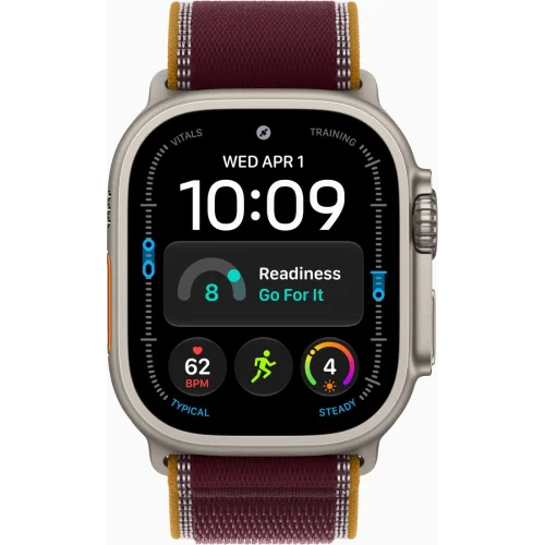 Apple Watch Ultra 4 LTE 49 мм (титановый корпус, природный/бургунди, нейлоновый ремешок размера S/M) фото 2