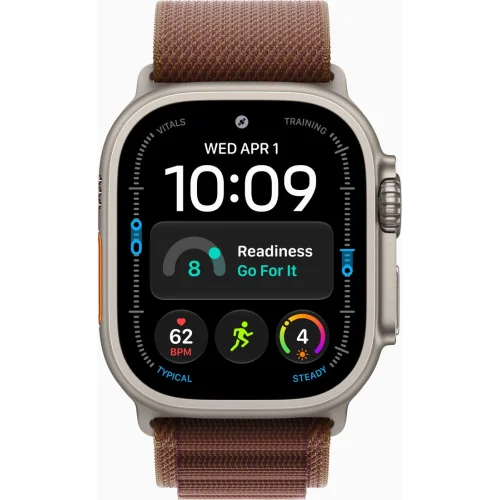 Apple Watch Ultra 4 LTE 49 мм (титановый корпус, природный/бургунди, текстильный ремешок размера S) фото 2