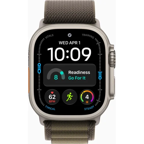 Apple Watch Ultra 4 LTE 49 мм (титановый корпус, природный/темно-зеленый, текстильный ремешок размера S) фото 2
