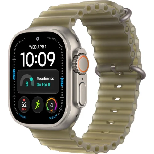 Apple Watch Ultra 4 LTE 49 мм (титановый корпус, природный/зеленый, ремешок из эластомера) фото 1