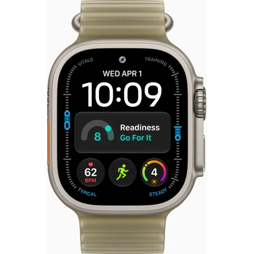 Apple Watch Ultra 4 LTE 49 мм (титановый корпус, природный/зеленый, ремешок из эластомера) фото 2