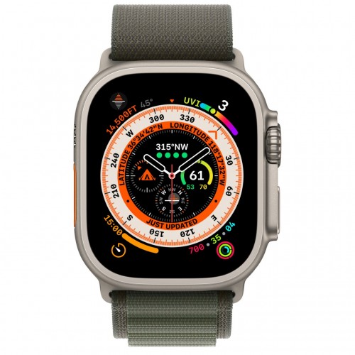 Apple Watch Ultra LTE 49 мм (титановый корпус, титановый/темно-зеленый, текстильный ремешок размера M) фото 2