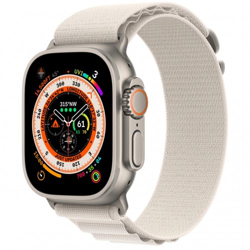 Apple Watch Ultra LTE 49 мм (титановый корпус, титановый/звездный свет, текстильный ремешок размера M)