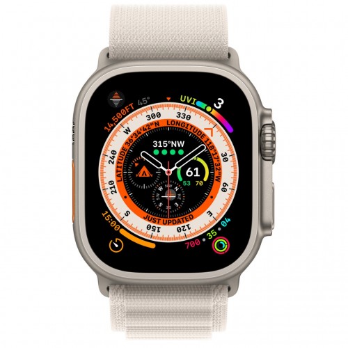 Apple Watch Ultra LTE 49 мм (титановый корпус, титановый/звездный свет, текстильный ремешок размера S) фото 2