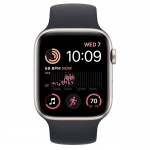 Apple Watch SE 2 44 мм (алюминиевый корпус, звездный свет/темно-серый, силиконовый ремешок) фото 2