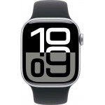 Apple Watch Series 10 42 мм (алюминиевый корпус, серебристый/черный, спортивный силиконовый ремешок) фото 2