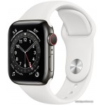 Apple Watch Series 6 LTE 40 мм (сталь графитовый/белый спортивный) фото 1