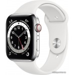 Apple Watch Series 6 LTE 44 мм (сталь серебристый/белый спортивный) фото 1