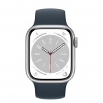 Apple Watch Series 8 41 мм (алюминиевый корпус, серебристый/синий шторм, силиконовый ремешок) фото 2
