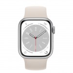 Apple Watch Series 8 41 мм (алюминиевый корпус, серебристый/звездный свет, силиконовый ремешок) фото 2
