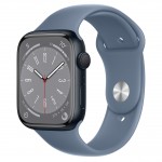 Apple Watch Series 8 45 мм (алюминиевый корпус, полуночный/сланцево-синий, спортивный силиконовый ремешок) фото 1