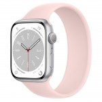 Apple Watch Series 8 45 мм (алюминиевый корпус, серебристый/розовый мел, силиконовый ремешок) фото 1