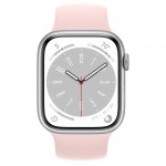 Apple Watch Series 8 45 мм (алюминиевый корпус, серебристый/розовый мел, силиконовый ремешок) фото 2