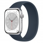 Apple Watch Series 8 45 мм (алюминиевый корпус, серебристый/синий шторм, силиконовый ремешок) фото 1