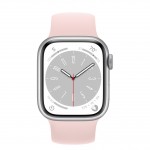Apple Watch Series 8 LTE 41 мм (алюминиевый корпус, серебристый/розовый мел, силиконовый ремешок) фото 2