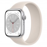 Apple Watch Series 8 LTE 45 мм (алюминиевый корпус, серебристый/звездный свет, силиконовый ремешок) фото 1