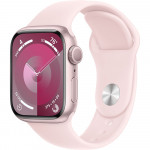 Apple Watch Series 9 41 мм (алюминиевый корпус, розовый/розовый, спортивный силиконовый ремешок S/M) фото 1
