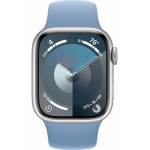Apple Watch Series 9 41 мм (алюминиевый корпус, серебристый/зимний синий, спортивный силиконовый ремешок M/L) фото 2