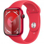 Apple Watch Series 9 45 мм (алюминиевый корпус, красный/красный, спортивный силиконовый ремешок S/M) фото 1