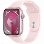 Apple Watch Series 9 45 мм (алюминиевый корпус, розовый/розовый, спортивный силиконовый ремешок M/L) фото 1