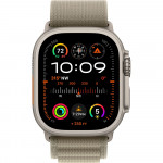 Apple Watch Ultra 2 LTE 49 мм (титановый корпус, титановый/оливковый, текстильный ремешок размера S) фото 2