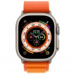 Apple Watch Ultra LTE 49 мм (титановый корпус, титановый/оранжевый, текстильный ремешок размера S) фото 2