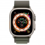 Apple Watch Ultra LTE 49 мм (титановый корпус, титановый/темно-зеленый, текстильный ремешок размера L) фото 2